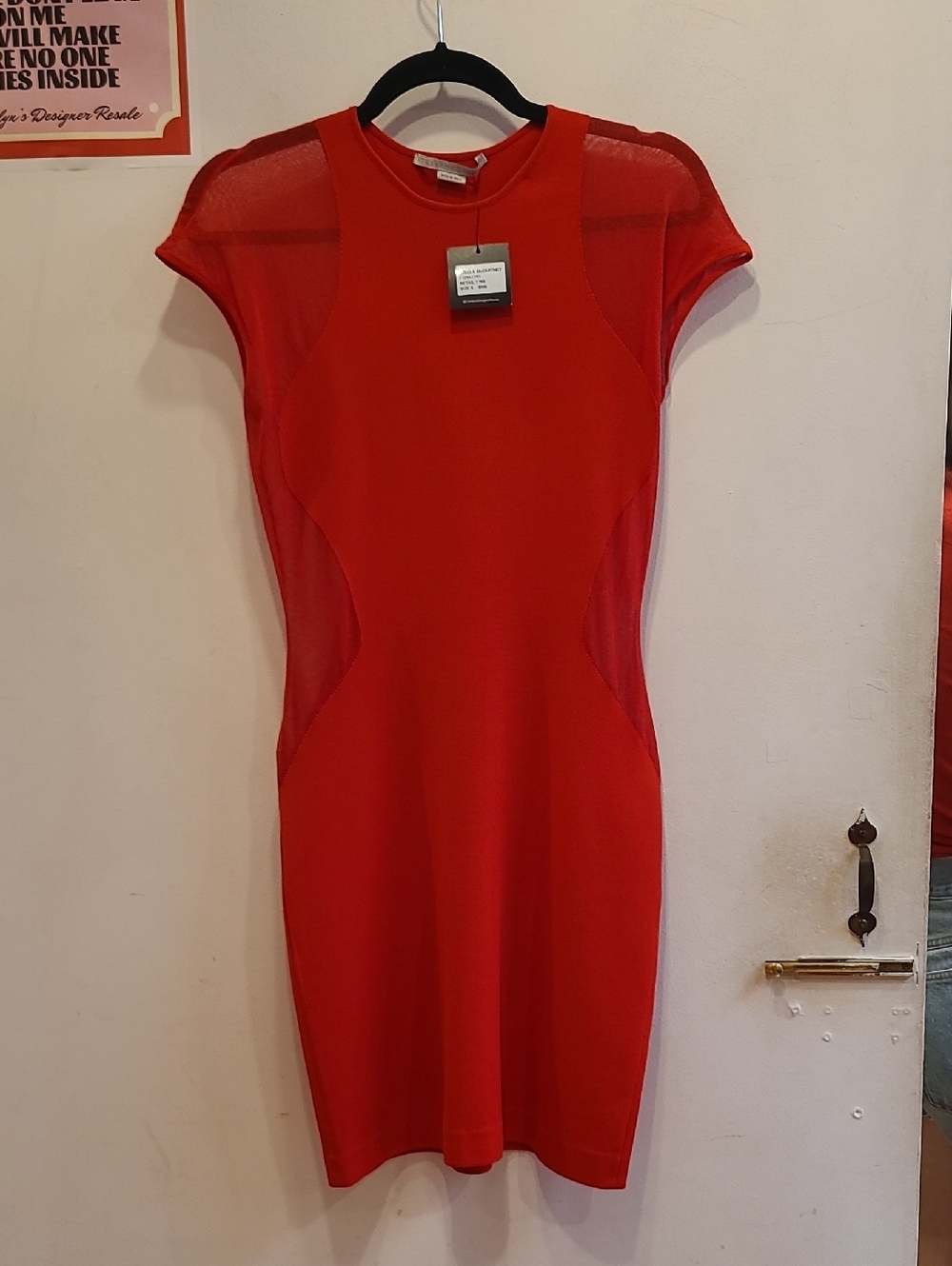 Stella McCartney Red Mesh-Panel Mini Dress